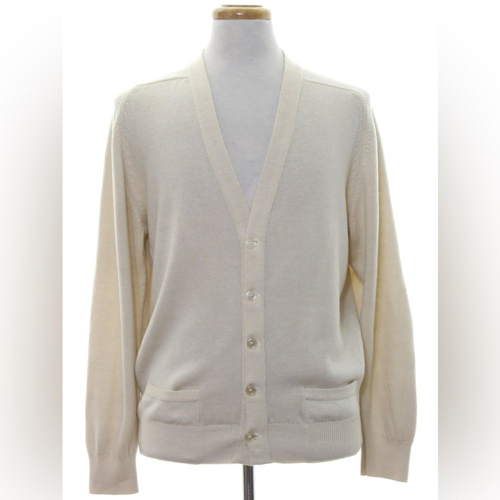 70s Vintage Thunderbird Knits Cream cobain Cardigan Made in The USA Medium